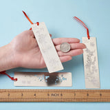 12pcs Stainless Steel Bookmarks w/ Polyester Tassel Rectangle Mixed Pattern