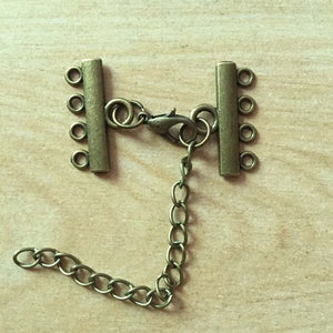12 sets Antique Bronze Four Row Clasp Chain Bracelets 22.5x13mm