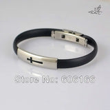 Cutout Cross Stainless Steel Bracelets Silicone Wristbands