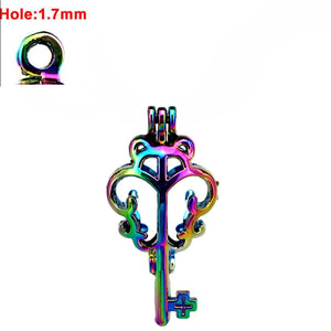 12x R-C54 Bear Key Pearl Cage Oil Diffuser Beads Cage Locket Pendant