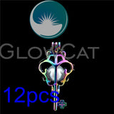 12x R-C54 Bear Key Pearl Cage Oil Diffuser Beads Cage Locket Pendant