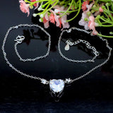 Heart Sapphire Pink Kunzite Silver Necklace 17.5-18.5in