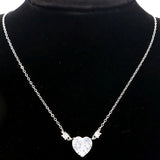Heart Sapphire Pink Kunzite Silver Necklace 17.5-18.5in