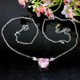 Heart Sapphire Pink Kunzite Silver Necklace 17.5-18.5in