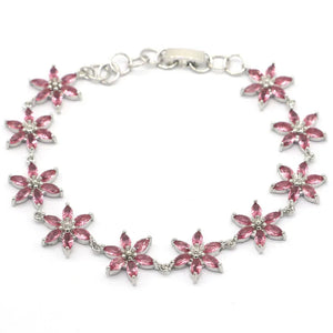 Pink Tourmaline Silver Bracelet for Women