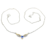 Heart Golden Citrine CZ Emerald Angel Wing Tanzanite Silver Necklace