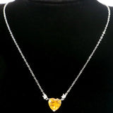 Heart Golden Citrine CZ Emerald Angel Wing Tanzanite Silver Necklace