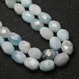 12x15mm Faceted Aquamarine Beads Natural Stone 15'' DIY Jewelry Making