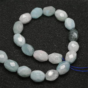 12x15mm Faceted Aquamarine Beads 15'' Natural Stone DIY Trinket