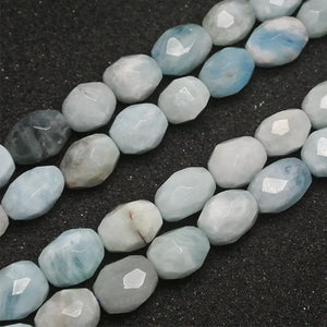 12x15mm Faceted Aquamarine Beads 15'' Natural Stone DIY Trinket