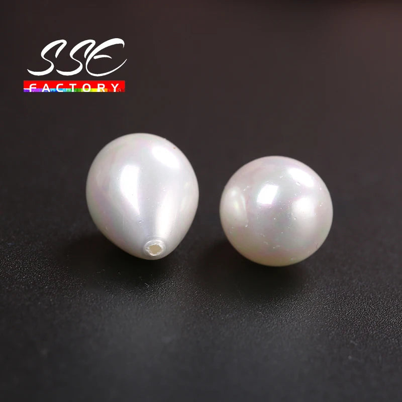 12x16mm 3PCS Half Drilled Shell Pearl Beads Mix for Jewelry Making