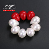 12x16mm 3PCS Half Drilled Shell Pearl Beads Mix for Jewelry Making