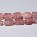 12x16mm Faceted Pink Strawberry Quartz Crystal Tube Beads