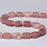 12x16mm Faceted Pink Strawberry Quartz Crystal Tube Beads