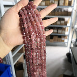 12x16mm Faceted Pink Strawberry Quartz Crystal Tube Beads