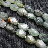 12x16mm Natural Green Prehnite Faceted Cuboid Beads 15''