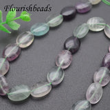 Natural Fluorite Flat Oval Shape Loose Space Beads 5 Strands/lot