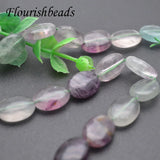 Natural Fluorite Flat Oval Shape Loose Space Beads 5 Strands/lot