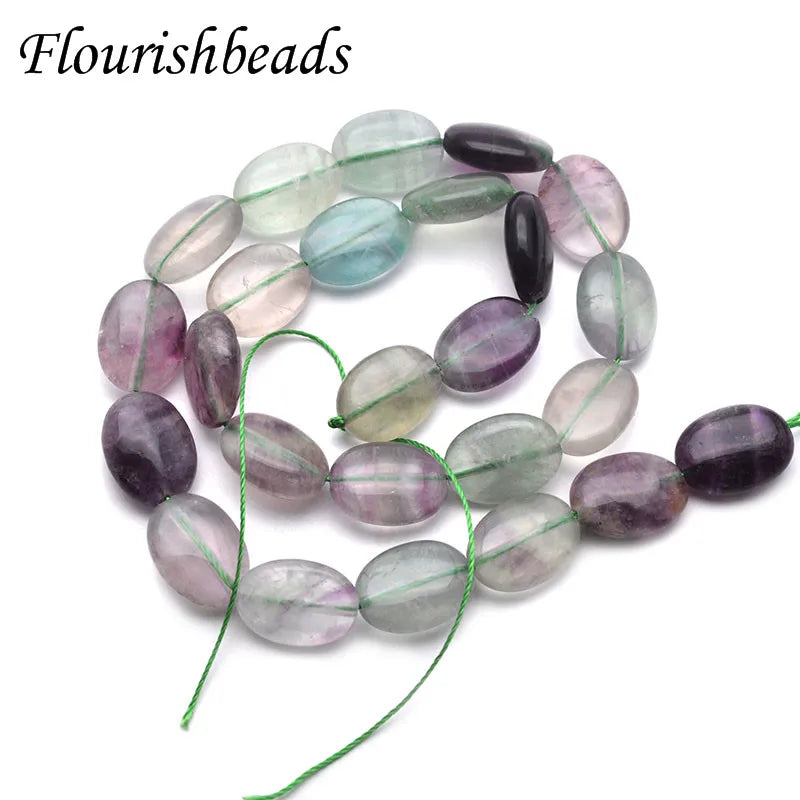 Natural Fluorite Flat Oval Shape Loose Space Beads 5 Strands/lot