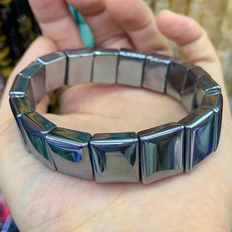 12x16mm Natural Terahertz Beads Bracelet Rectangle DIY Bangle