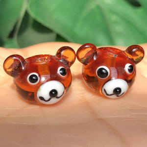 12x17mm Bear Head Lampwork Glass Beads Pendant DIY Bracelets