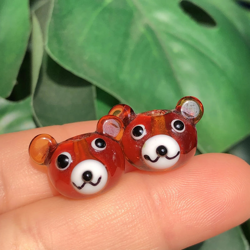 12x17mm Bear Head Lampwork Glass Beads Pendant DIY Bracelets
