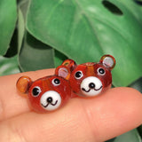 12x17mm Bear Head Lampwork Glass Beads Pendant DIY Bracelets