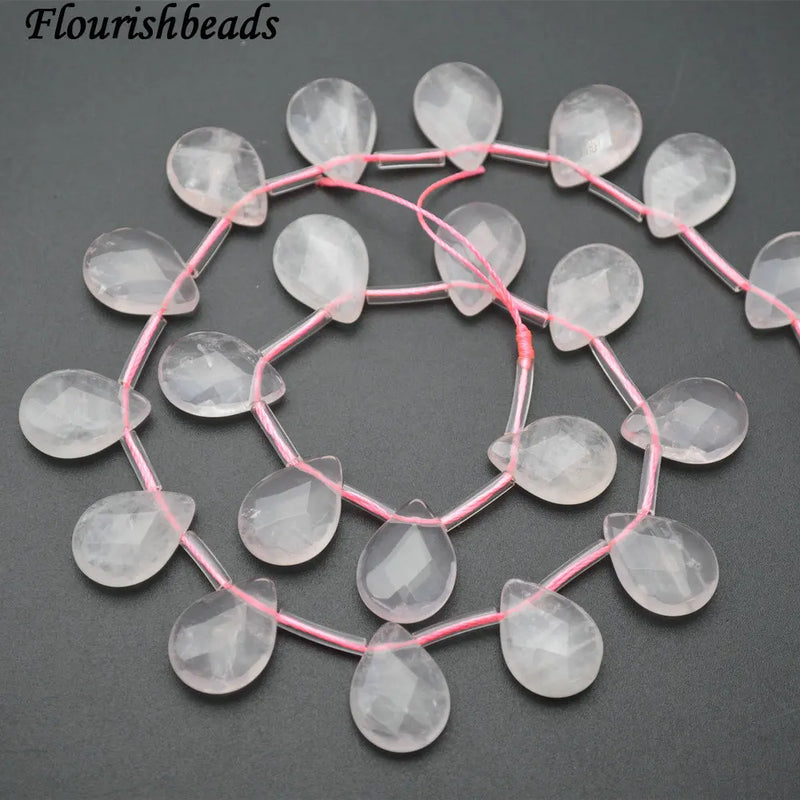 12x18mm Rose Quartz Faceted Drop Loose Beads