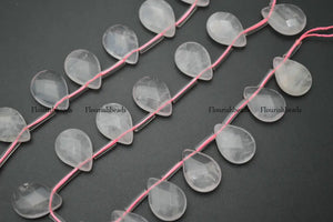 12x18mm Rose Quartz Faceted Drop Loose Beads