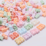 Green Purple Flocking Bear Acrylic Beads for Jewelry Making