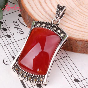 12x20mm Agates Shell Stone Marcasite Necklace Pendant