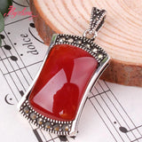 12x20mm Agates Shell Stone Marcasite Necklace Pendant