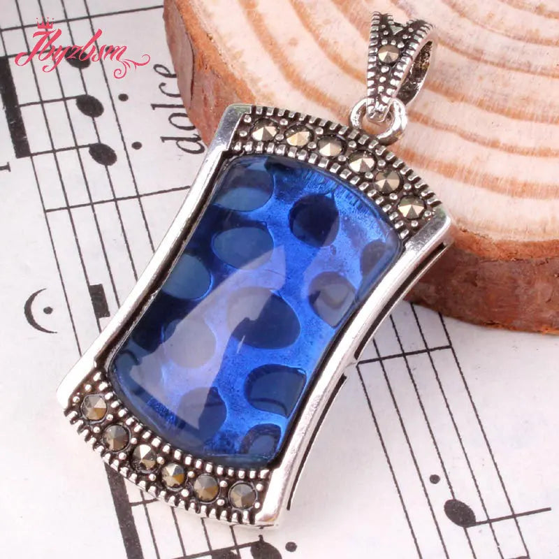 12x20mm Agates Shell Stone Marcasite Necklace Pendant