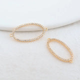 14K Brass & Zircon Oval Connect Charms Pendants Necklace DIY Jewelry Making