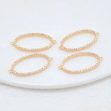 14K Brass & Zircon Oval Connect Charms Pendants Necklace DIY Jewelry Making