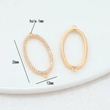 14K Brass & Zircon Oval Connect Charms Pendants Necklace DIY Jewelry Making