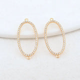 14K Brass & Zircon Oval Connect Charms Pendants Necklace DIY Jewelry Making
