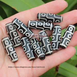 12x30mm Tibetan Dzi 9 Eyes Agate Oval Beads 6pcs