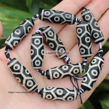 12x30mm Tibetan Dzi 9 Eyes Agate Oval Beads 6pcs