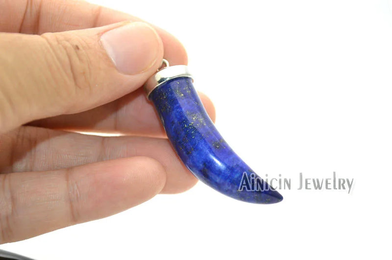 12x45mm Tiger Eye Pink Quartz Lapis Pendants Necklace Findings 5pcs