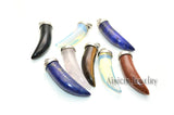 12x45mm Tiger Eye Pink Quartz Lapis Pendants Necklace Findings 5pcs
