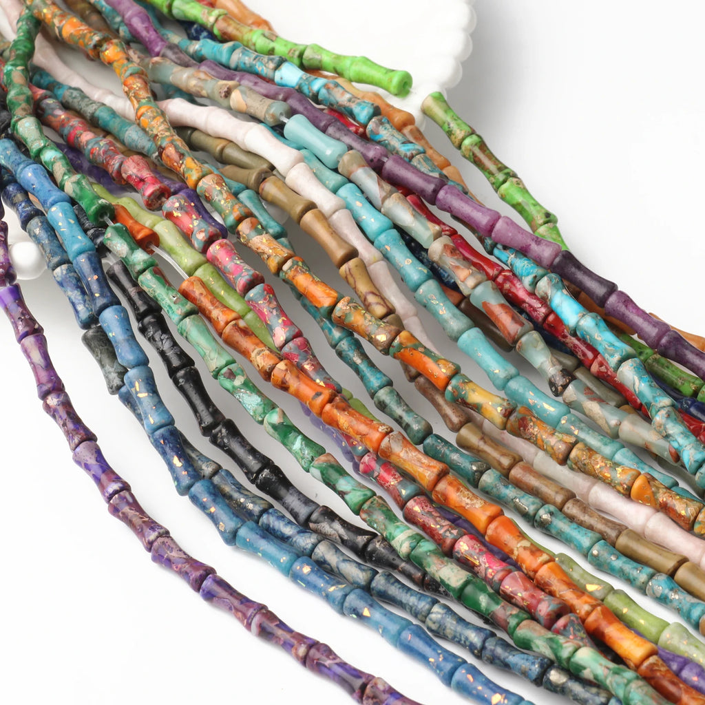 12x5mm Colorful Bamboo Joint Shape Natural Stone Beads