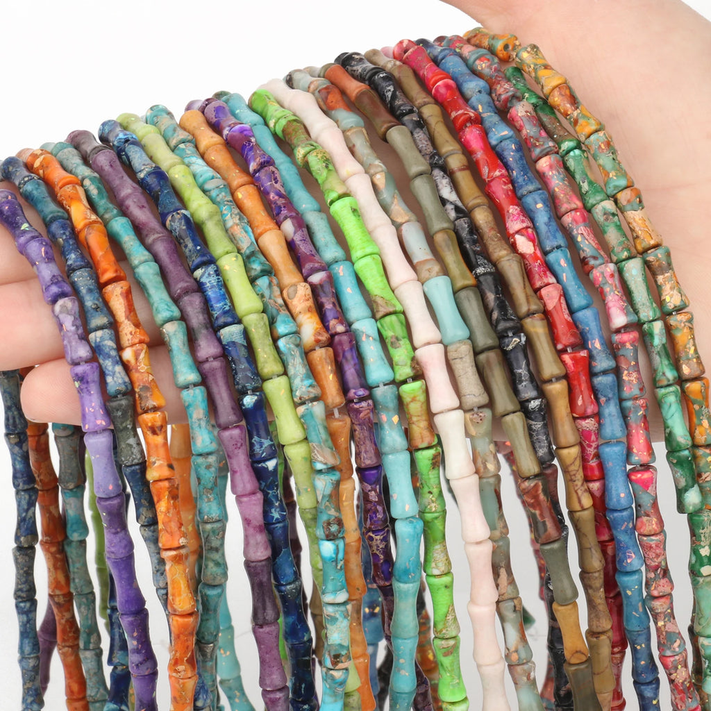 12x5mm Colorful Bamboo Joint Shape Natural Stone Beads