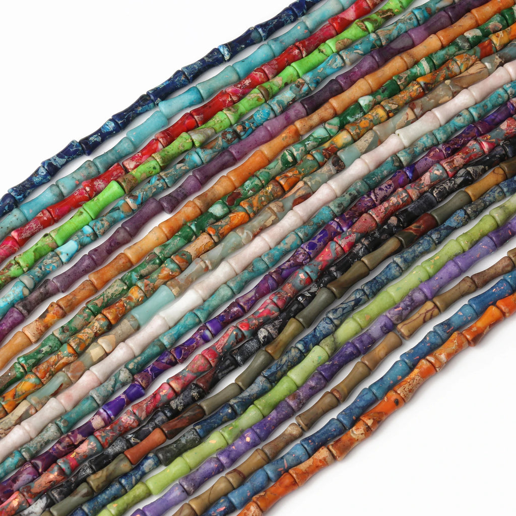 12x5mm Colorful Bamboo Joint Shape Natural Stone Beads