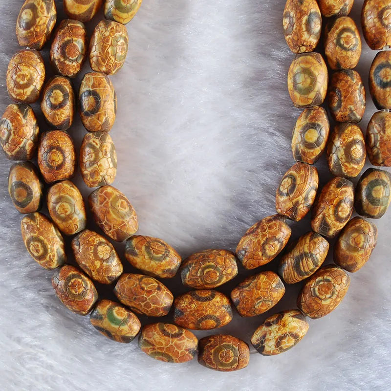 12x8 MM Brown Tibetan Dzi Eyes Agates Stone Oval Beads for DIY Jewelry