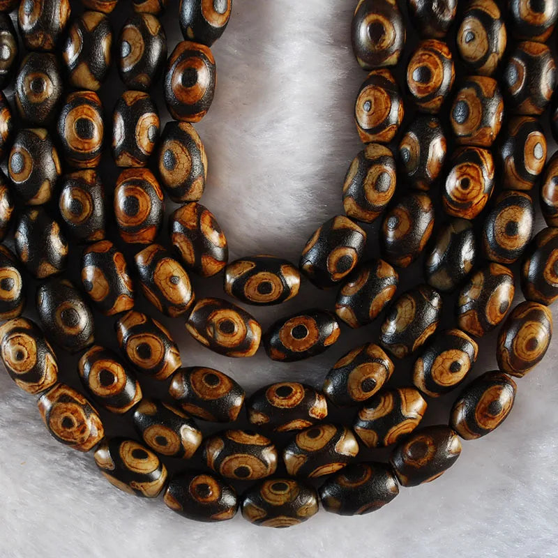 12x8 MM Natural Tibetan Dzi Agates Stone Beads Buddha Charms for DIY Jewelry