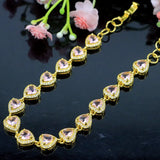 Lovely Pink Kunzite Heart Bracelet with CZ in Silver