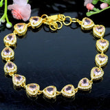 Lovely Pink Kunzite Heart Bracelet with CZ in Silver
