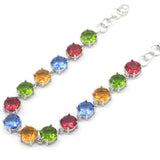 Golden Citrine Peridot Violet Tanzanite Garnet Silver Bracelet