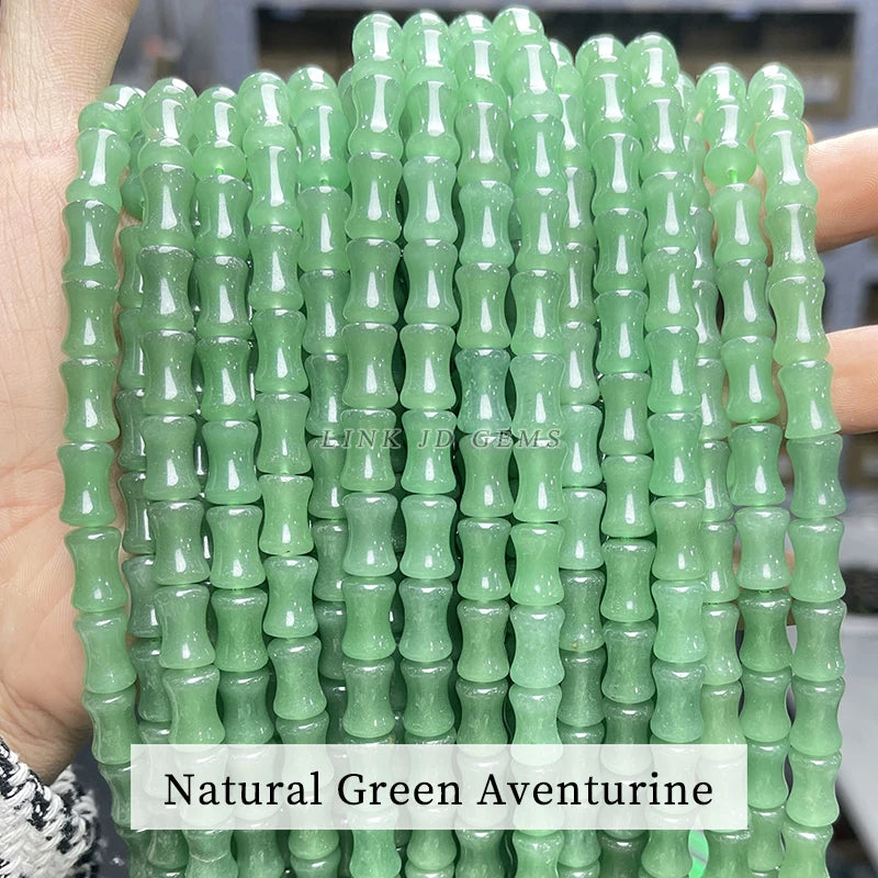 12x8mm Green Aventurine Jade Bamboo Joint Shape Beads